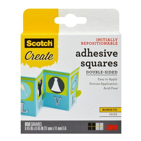 3M Scotch Adhesive Squares, Double-Sided, 0.45-Inch, Removable - Clear Mounting Tape for Indoor & Outdoor - 3 Pack - Image 2